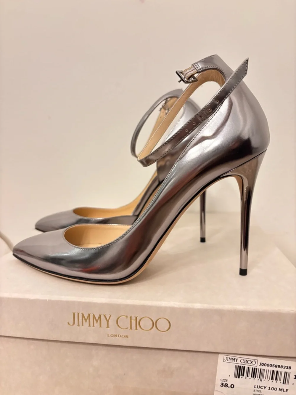 AUTHENTIC Jimmy Choo Lucy 100 colour Steel D’orsay - Picture 6 of 16